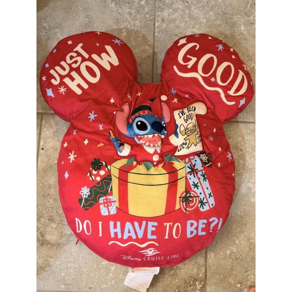 DCL Disney Cruise Line Lilo & Stitch Pillow Mickey Minnie Reversible